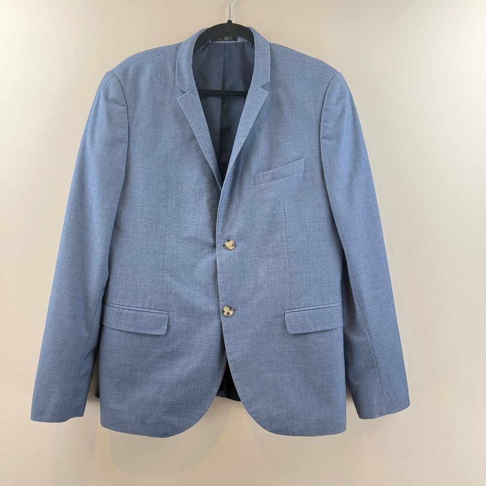 Topman Blazer Mens 42 Light Blue Modern Classic Two Button Sport Coat Jacket